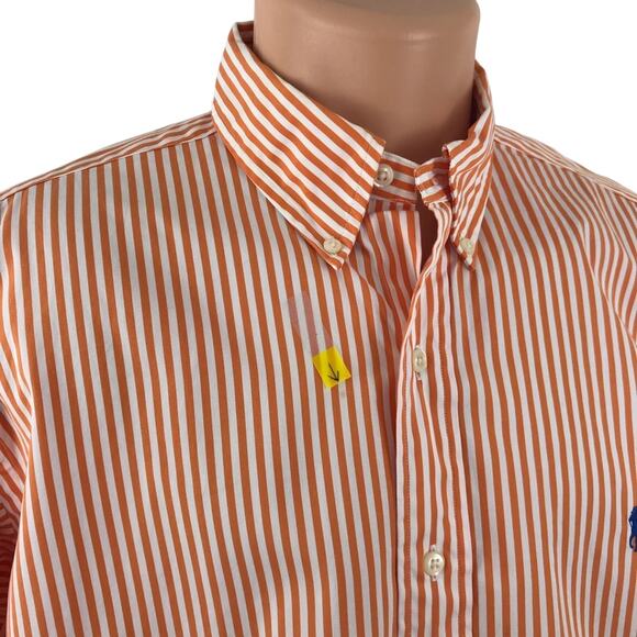 Ralph Lauren Dress Shirt Long Sleeves Orange Pinstripe Size 16 Large - Picture 7 of 8